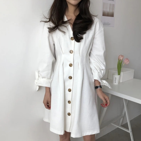 Korean Style Vintage Button Down Dress - Picture 2 of 5